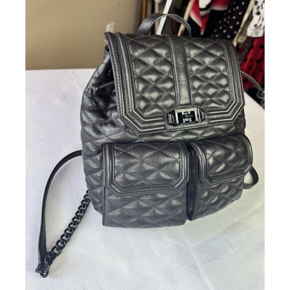 Rebecca Minkoff Love Backpack Leather Black Quilted Chain main image 14